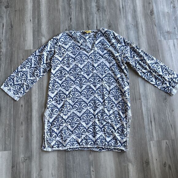 Roberta Roller Rabbit Kurta Top Blue And White Size Small - Picture 4 of 10